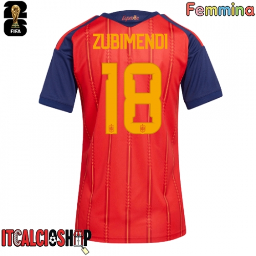 Spagna Martin Zubimendi #18 Prima Maglia Femmina Mondiali 2026 Manica Corta
